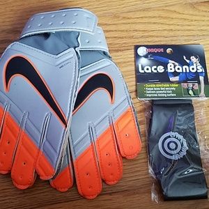 Goalie gloves and lace bands